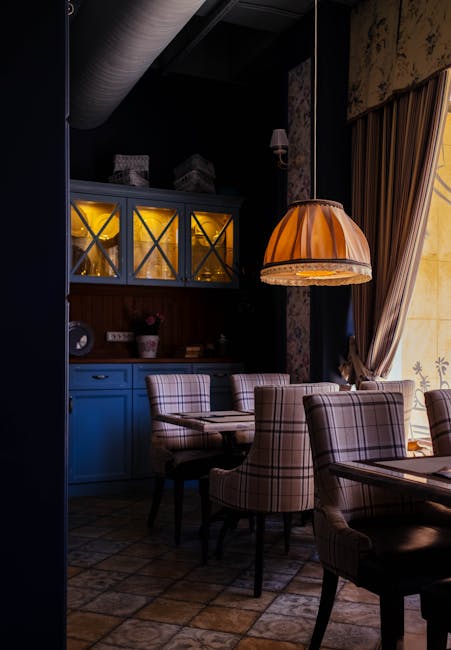 Elegant gaming room with blue lighting and card tables